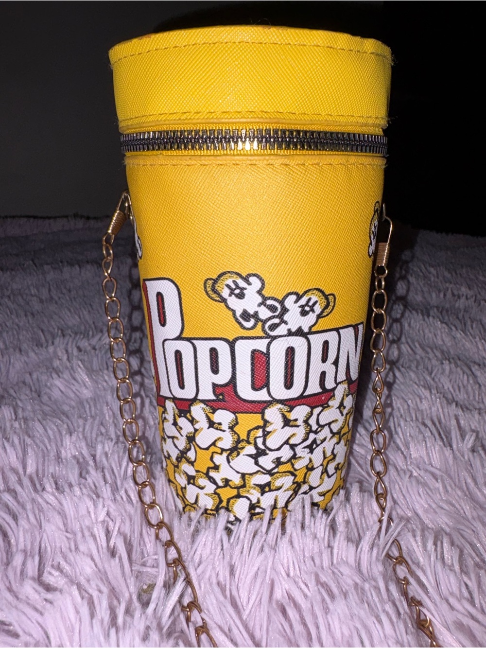 Yellow Popcorn Print Crossbody Bag